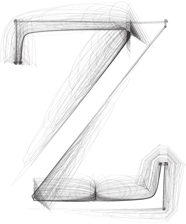 手绘字体字母Z矢量插画