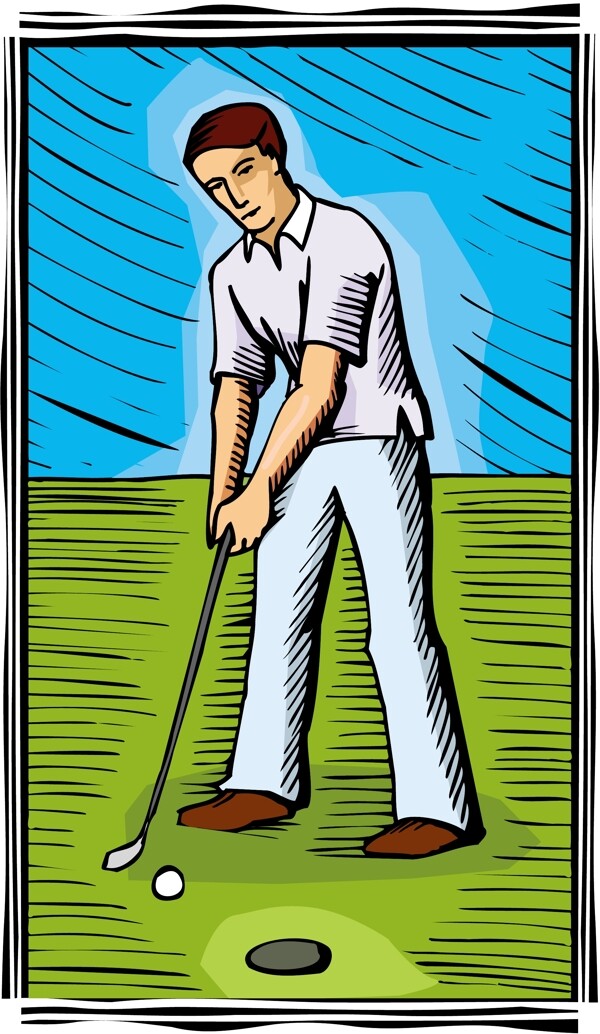 高尔夫球运动体育休闲矢量素材EPS格式0095