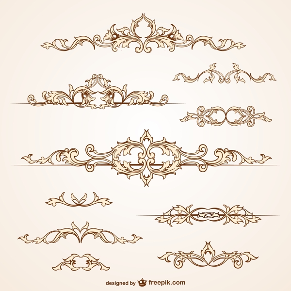 10款复古欧式花纹设计矢量素材