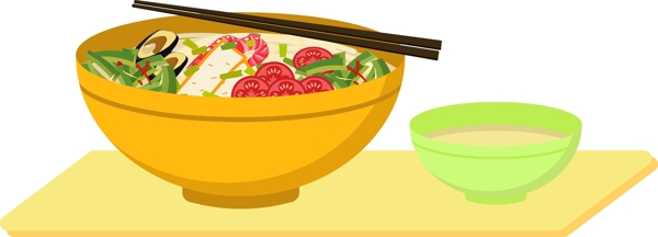 面食美食原创卡通食物拉面碗筷汤碗设计元素