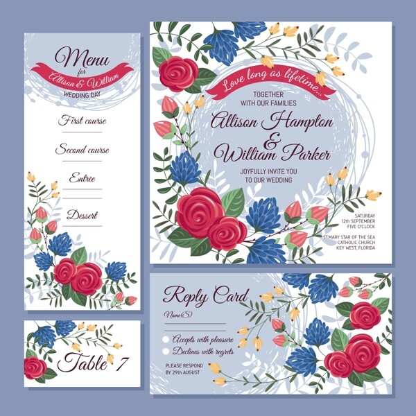 婚礼花卉卡片图片