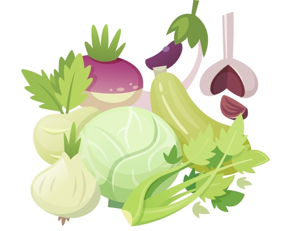 卡通蔬菜绿叶元素