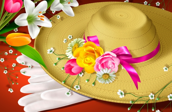 花和帽子