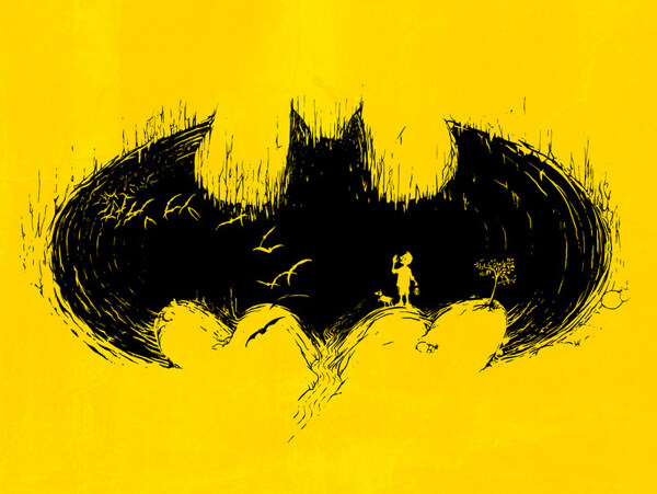 位图插画蝙蝠侠标志色彩免费素材