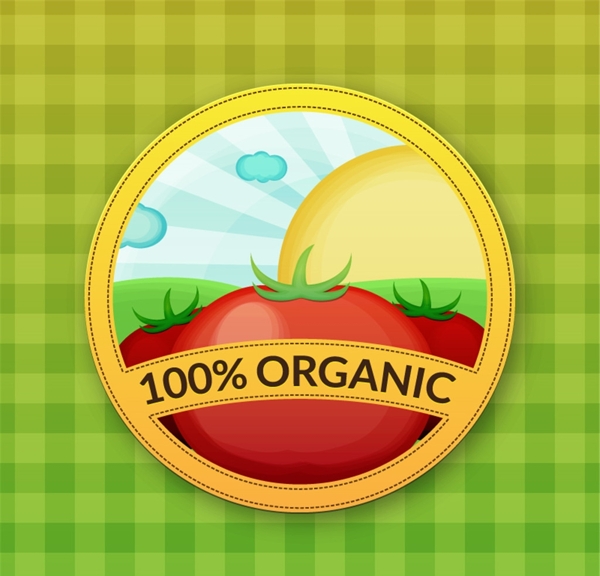 纯天然番茄标签矢量素材
