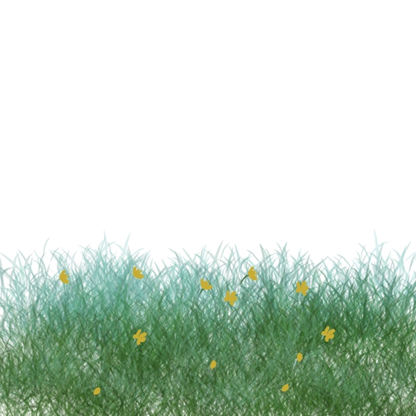 手绘卡通草地黄色小花