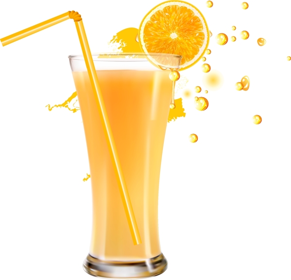 矢量鲜榨橙子果汁