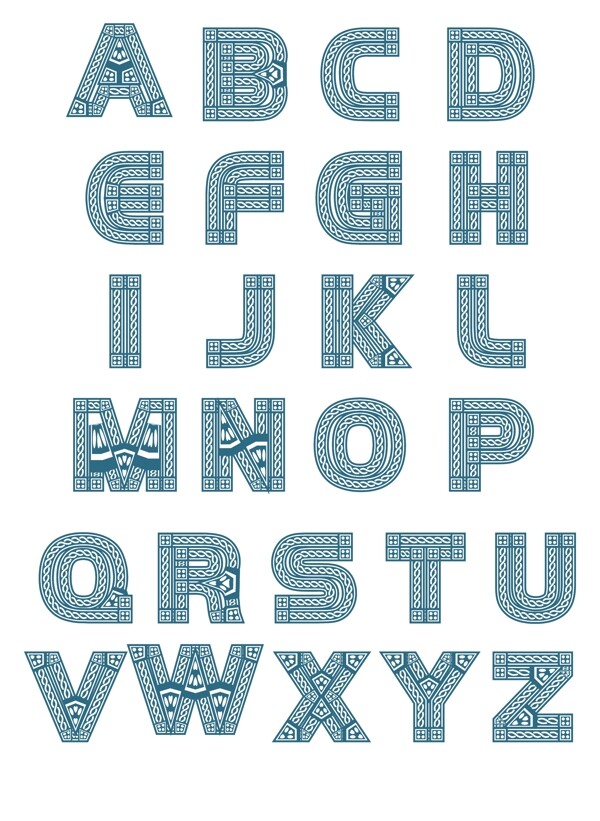 二十六英文字母英文创意布纹字体套图