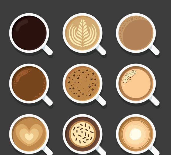 9款美味咖啡俯视图设计