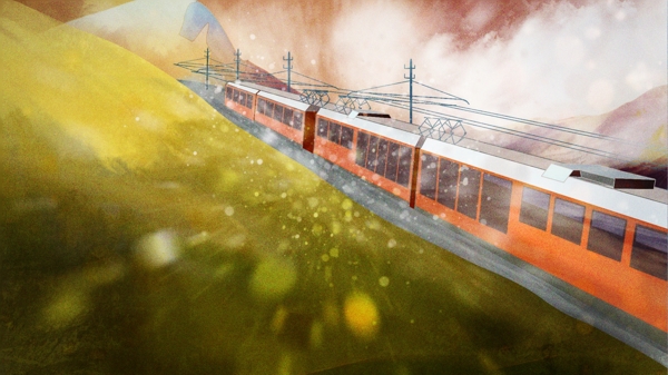 秋日私语之旅途风光著名的电动红色旅游列车