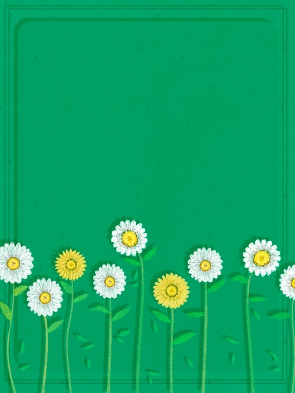 纯手绘原创绿色小清新植物花卉边框背景