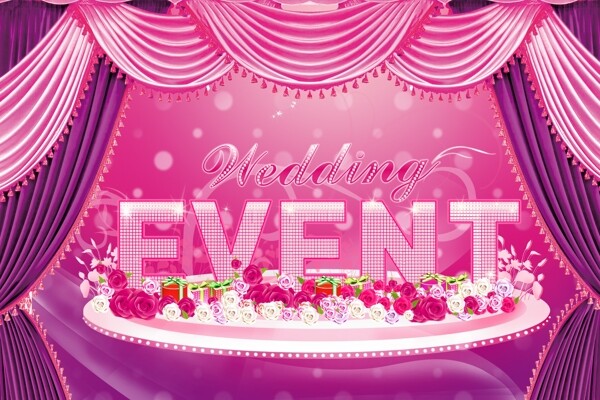 唯美紫色婚礼舞台背景图片