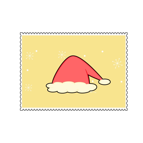 圣诞邮票贴画帽子红色装饰素材