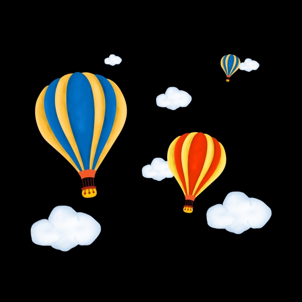 漂浮热气球云朵设计元素