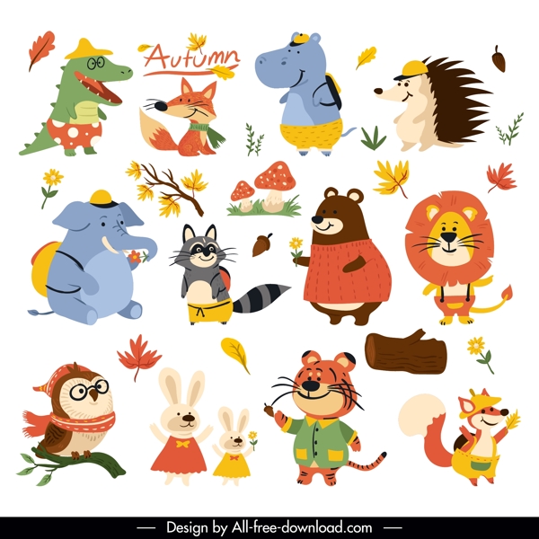 卡通秋季动物