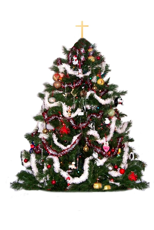 挂满礼物铃铛的圣诞树