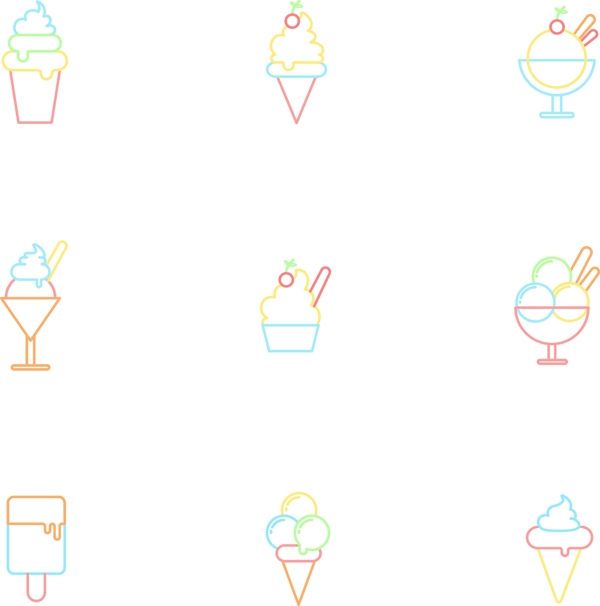 夏日冰淇淋马卡龙配色图标