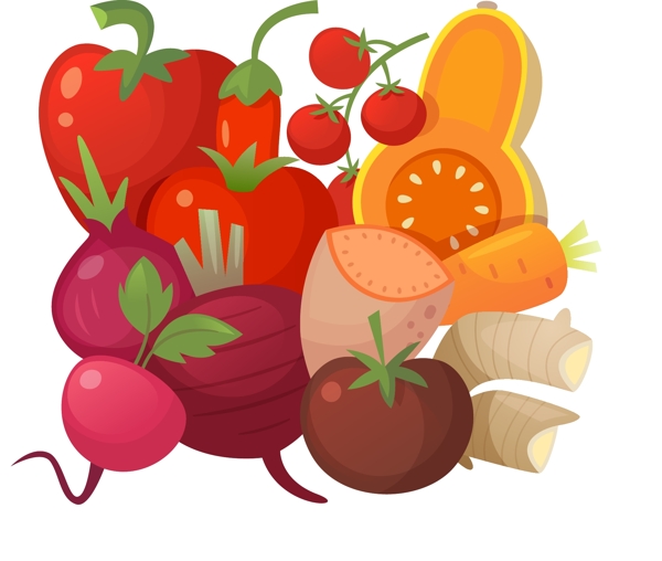 卡通水果蔬菜元素