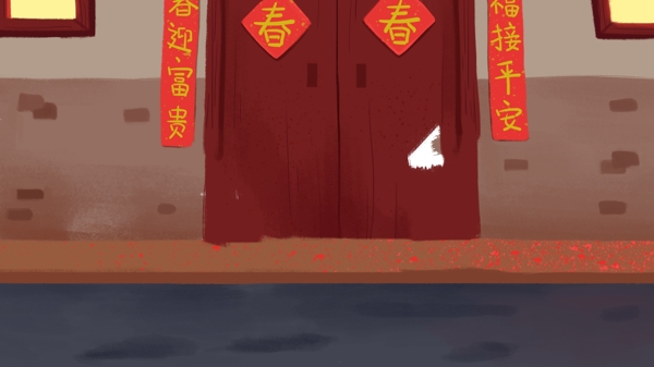 中国风春节福字大门背景设计