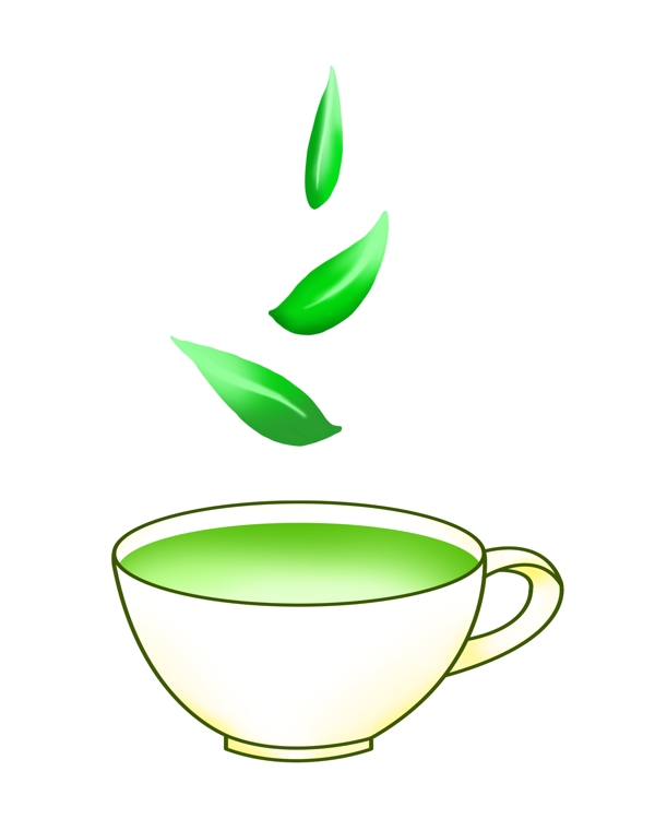飘落的茶叶绿茶插画