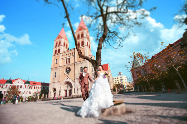 教堂婚纱摄影图片