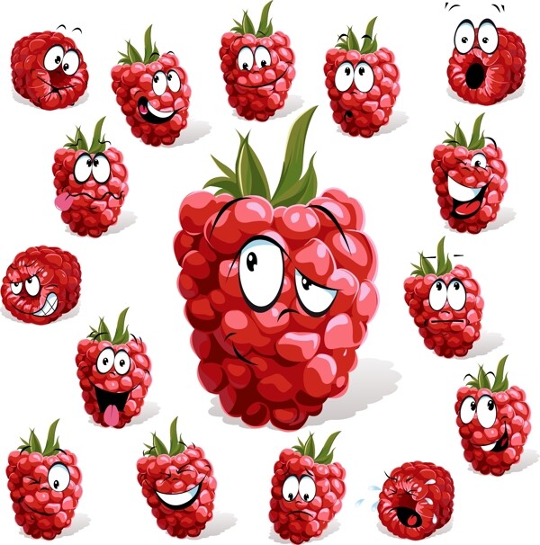 矢量素材卡通鲜红水果表情头像