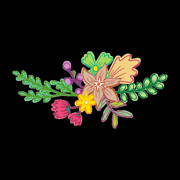 精致水彩花卉透明装饰素材