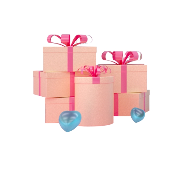 一堆精美的粉色礼物盒