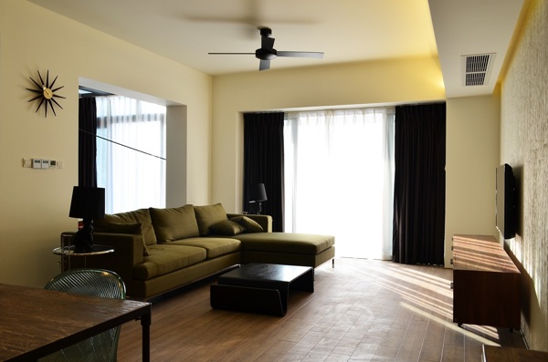 现代客厅绿色沙发效果图