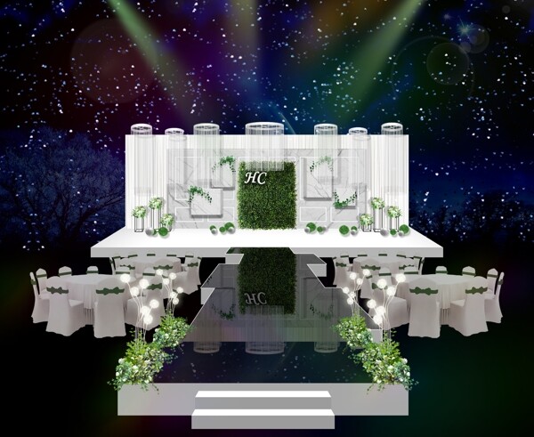 白绿色系婚礼舞台
