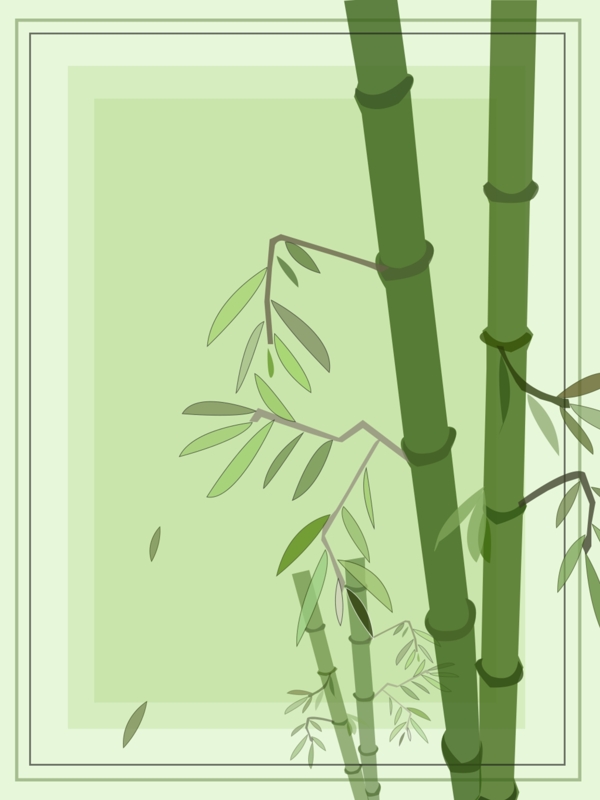 原创手绘竹节绿色背景