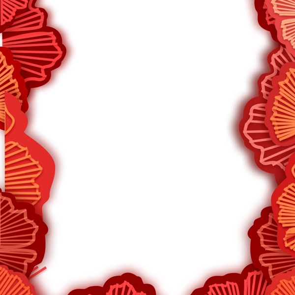 红色创意装饰植物边框元素