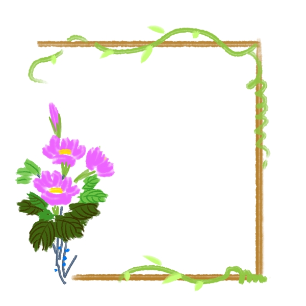 紫色花朵藤蔓边框