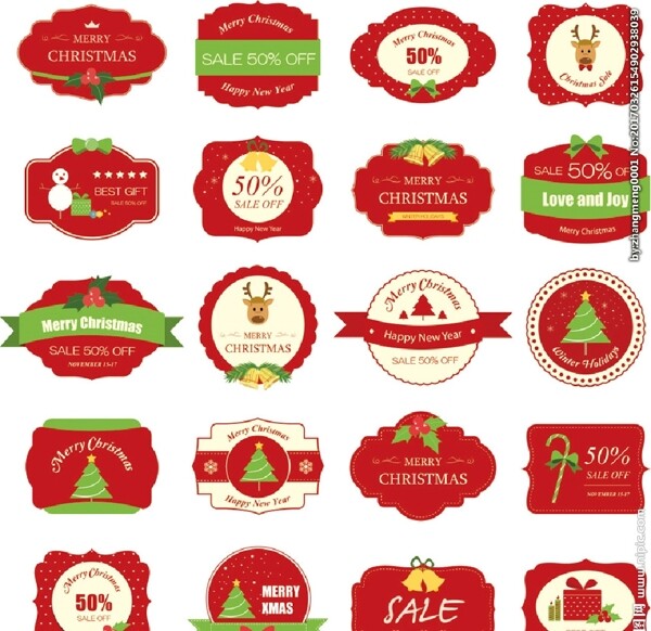 圣诞标签商业标签红色标签