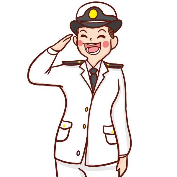 开心大笑的海军军官人物设计