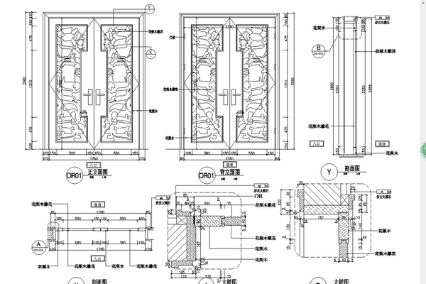 红木大门CAD图纸