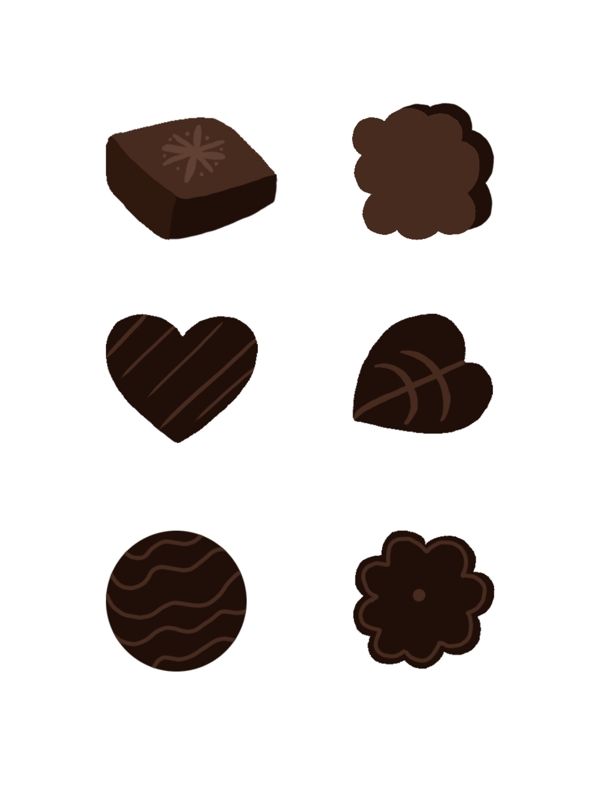 情人节黑巧克力手绘装饰素材