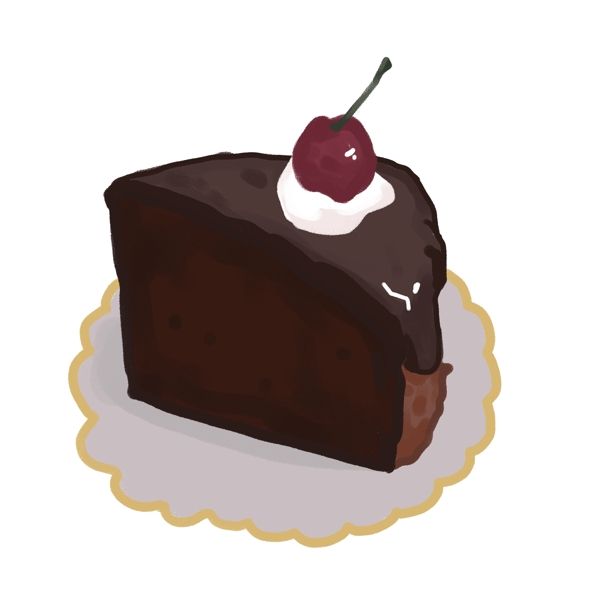 巧克力樱桃蛋糕手绘
