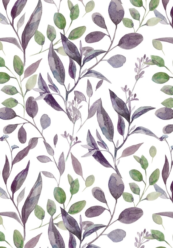精致紫色树叶卡通手绘矢量素材