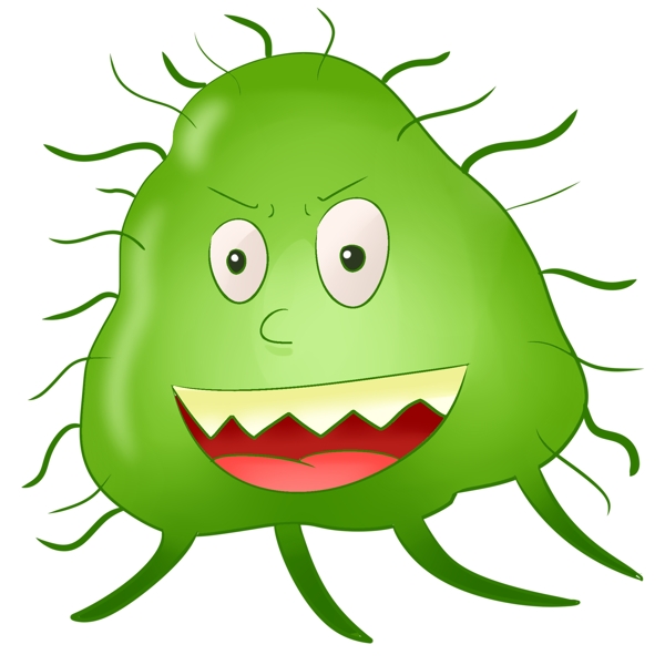 绿色细菌卡通插画