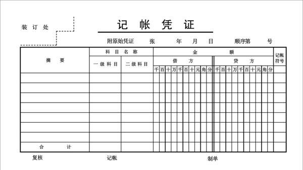 记帐凭证图片