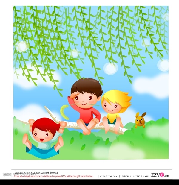 韩国儿童矢量图片