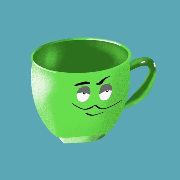 创意咖啡杯绿色卡通