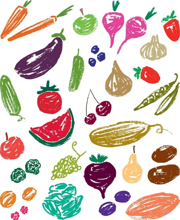 手绘涂鸦蔬菜矢量图下载
