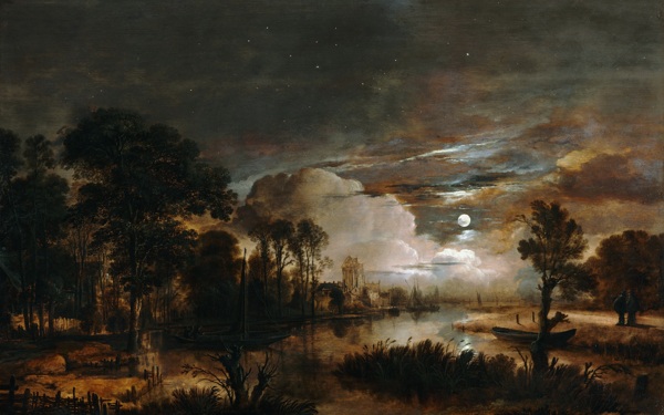 月光下的风景油画范德内尔