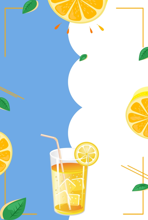 清凉一夏夏季橙汁饮料促销海报背景