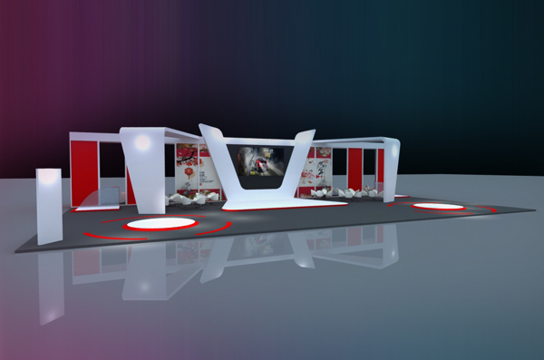 年会科技展览红色喜庆3D效果图