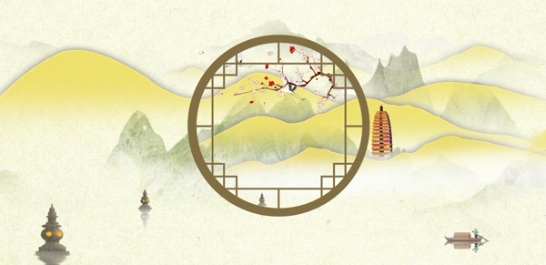 中国古风中式窗框背景图片