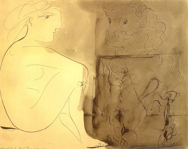 1933NuaccroupietMinotaure西班牙画家巴勃罗毕加索抽象油画人物人体油画装饰画
