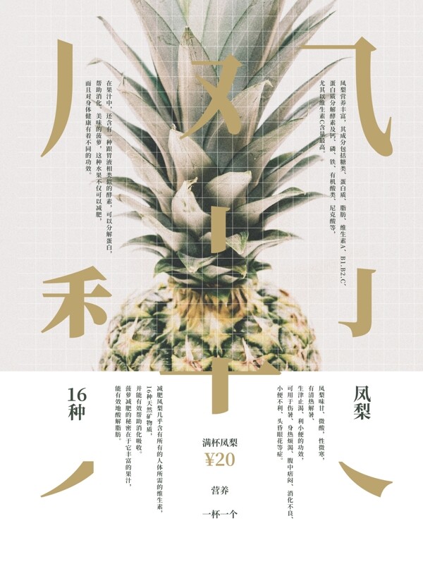凤梨文艺气质创意字体海报设计